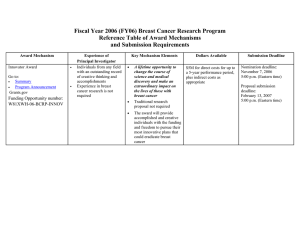 Fiscal Year 2006 (FY06) Breast Cancer Research Program and Submission Requirements