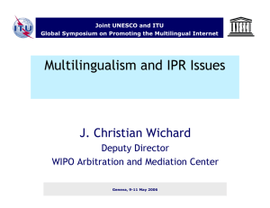 Multilingualism and IPR Issues J. Christian Wichard Deputy Director