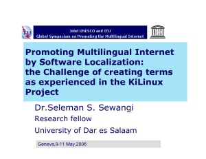 Promoting Multilingual Internet by Software Localization: the Challenge of creating terms