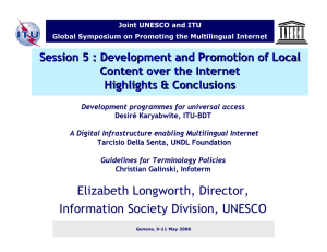 Session 5 : Development and Promotion of Local Highlights &amp; Conclusions