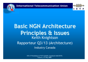 Basic NGN Architecture Principles &amp; Issues Keith Knightson Rapporteur Q3/13 (Architecture)