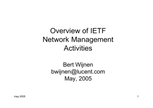 Overview of IETF Network Management Activities Bert Wijnen