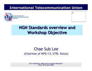 NGN Standards overview and Workshop Objective Chae Sub Lee International Telecommunication Union