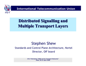 Distributed Signalling and Multiple Transport Layers Stephen Shew International Telecommunication Union