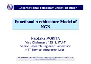 Functional Architecture Model of NGN Naotaka MORITA Vice Chairman of SG13, ITU-T