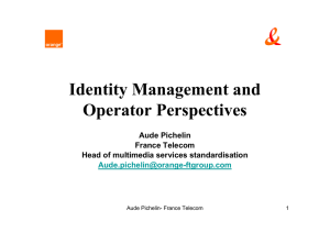 Identity Management and Operator Perspectives Aude Pichelin France Telecom