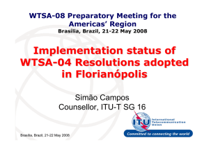 Implementation status of WTSA - 04 Resolutions adopted