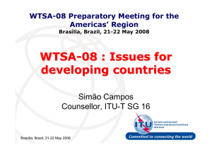 WTSA - 08 : Issues for developing countries