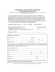 Authorization Agreement for Direct Donations To Concordia University Irvine