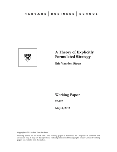 A Theory of Explicitly Formulated Strategy Working Paper 12-102