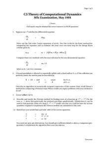 C3 Theory of Computational Dynamics MSc Examination, May 1994