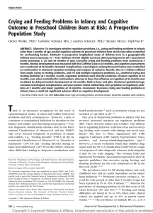 Crying and Feeding Problems in Infancy and Cognitive