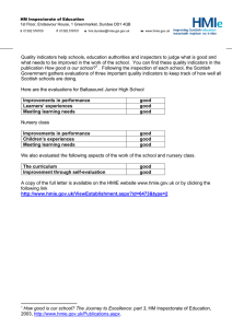 _____ ___ Quality indicators help schools, education authorities and inspectors to judge...