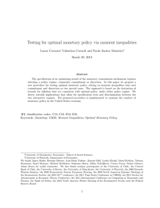 Testing for optimal monetary policy via moment inequalities Laura Coroneo
