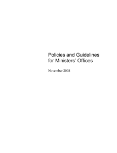 Policies and Guidelines for Ministers’ Offices November 2008