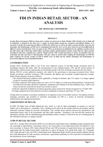 FDI IN INDIAN RETAIL SECTOR - AN Web Site: www.ijaiem.org Email: