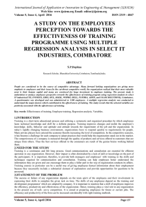 A STUDY ON THE EMPLOYEES PERCEPTION TOWARDS THE EFFECTIVENESS OF TRAINING