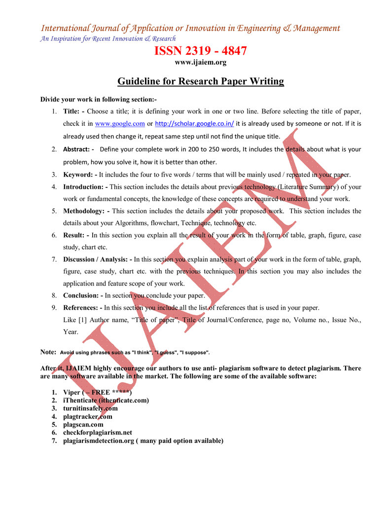 guideline for research report writing