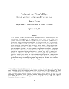 Values at the Water’s Edge: Social Welfare Values and Foreign Aid