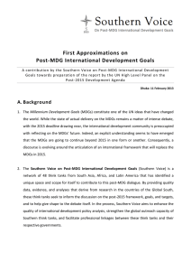 First Approximations on Post-MDG International Development Goals