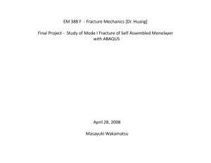 EM 388 F  ‐ Fracture Mechanics [Dr. Huang] Final Project ‐ Study of Mode I Fracture of Self Assembled Monolayer