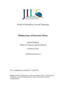 Making Sense of Electronic Money Journal of Information, Law and Technology