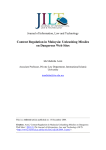 Content Regulation in Malaysia: Unleashing Missiles on Dangerous Web Sites