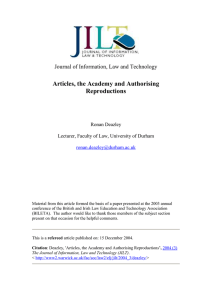 Articles, the Academy and Authorising Reproductions  Journal of Information, Law and Technology