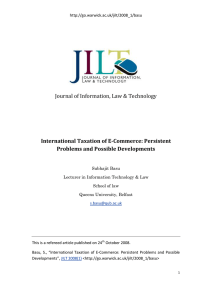 International Taxation of E-Commerce: Persistent Problems and Possible Developments