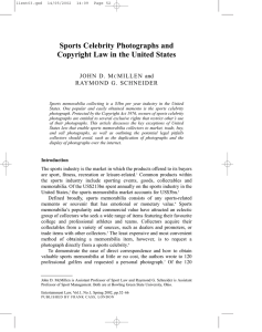 Sports Celebrity Photographs and Copyright Law in the United States