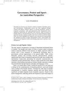 Governance, Protest and Sport: An Australian Perspective