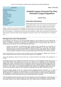 Football League Financial Fair Play: Domestic League Regulation