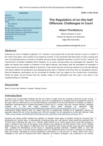 The Regulation of on-the-ball Offences: Challenges in Court Adam Pendlebury