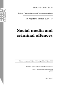 Social media and criminal offences  HOUSE OF LORDS