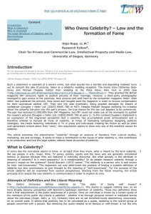 Who Owns Celebrity? – Law and the formation of Fame