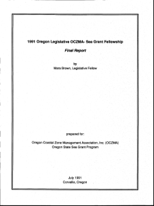 Final Report 1991 Oregon Legislative OCZMA- Sea Grant Fellowship