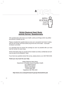 British Regional Heart Study Activity Survey: Questionnaire