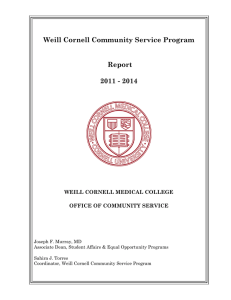 Weill Cornell Community Service Program Report 2011 - 2014