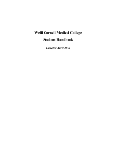 Weill Cornell Medical College Student Handbook Updated April 2016