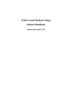 Weill Cornell Medical College Student Handbook Updated December 2015