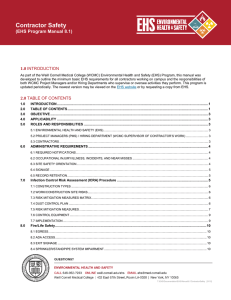 Contractor Safety  (EHS Program Manual 8.1) 1.0