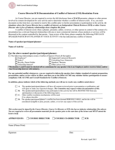 Course Director/ICR Documentation of Conflict of Interest (COI) Resolution Form