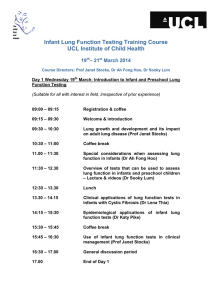Infant Lung Function Testing Training Course UCL Institute of Child Health