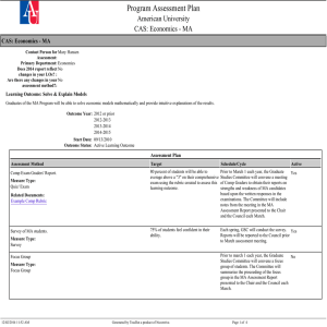 Program Assessment Plan American University CAS: Economics - MA