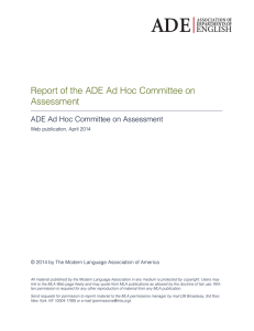 Report of the ADE Ad Hoc Committee on Assessment