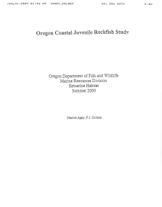 Oregon Coastal Juvenile Rockfish Study Marine Resources Division Estuarine Habitat