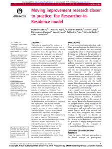 Moving improvement research closer to practice: the Researcher-in- Residence model
