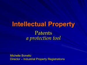 Intellectual Property Patents a protection tool Michelle Bonello