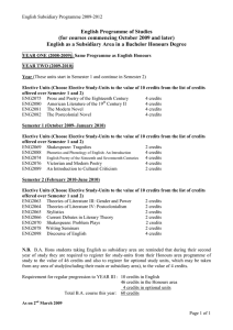 English Programme of Studies (for courses commencing October 2009 and later)