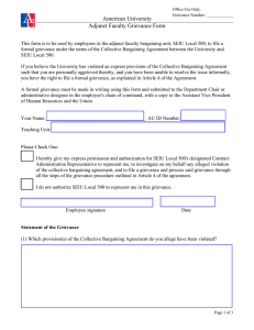 American University Adjunct Faculty Grievance Form